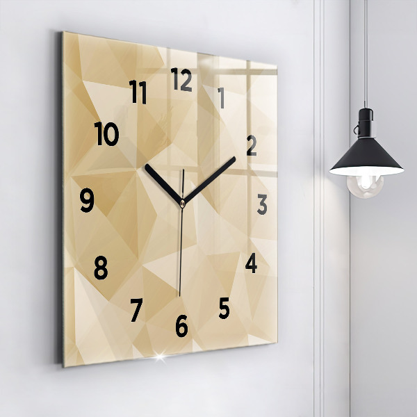 Square glass wall clock Triangles abstract