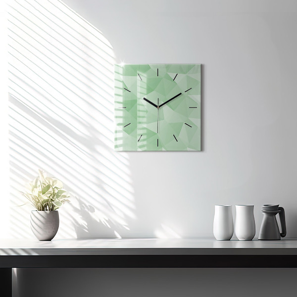 Square glass wall clock Triangles abstract