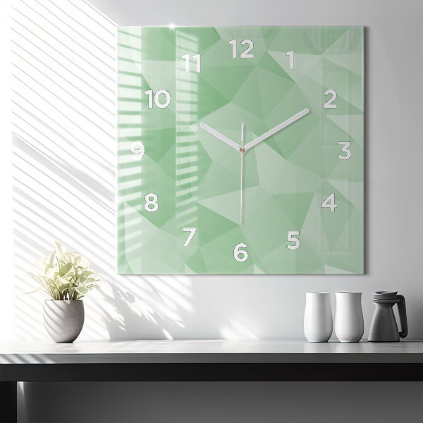 Square glass wall clock Triangles abstract