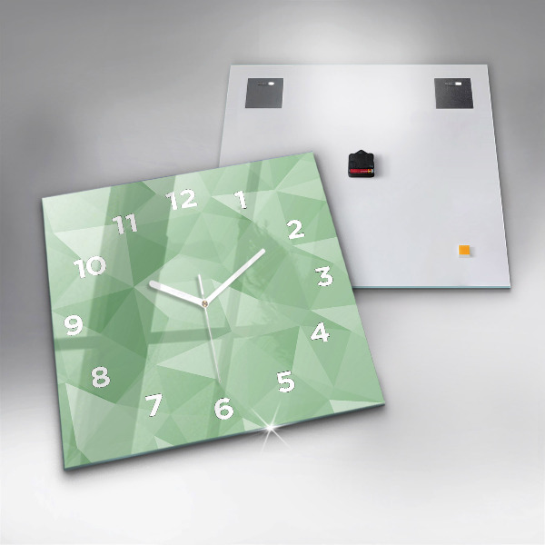 Square glass wall clock Triangles abstract