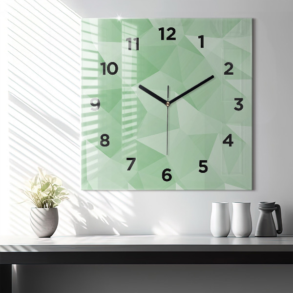 Square glass wall clock Triangles abstract