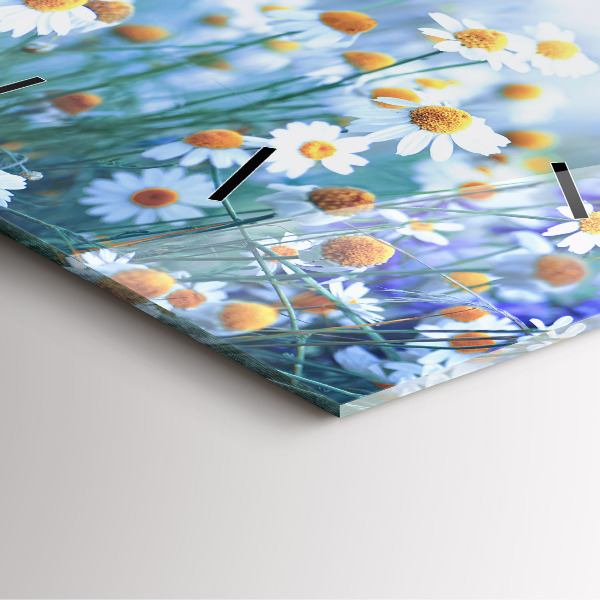 Square glass wall clock Butterfly in the meadow