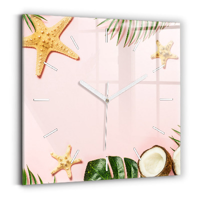 Square glass wall clock Summer mood