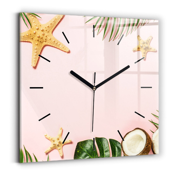 Square glass wall clock Summer mood
