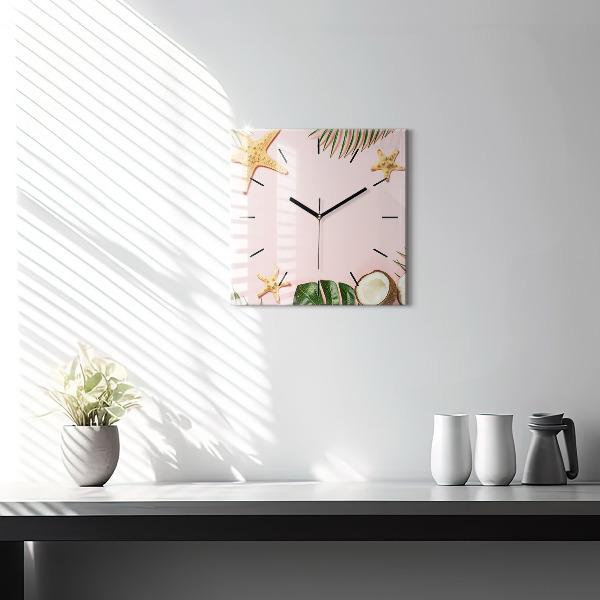 Square glass wall clock Summer mood