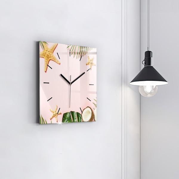 Square glass wall clock Summer mood
