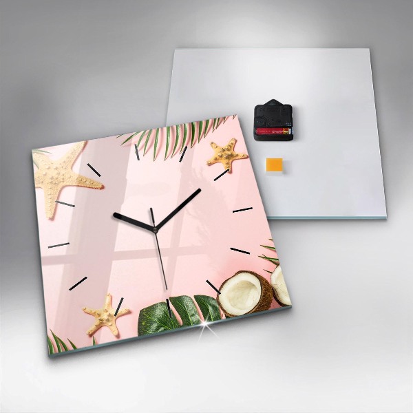 Square glass wall clock Summer mood