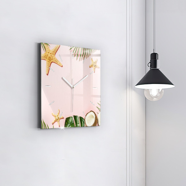 Square glass wall clock Summer mood