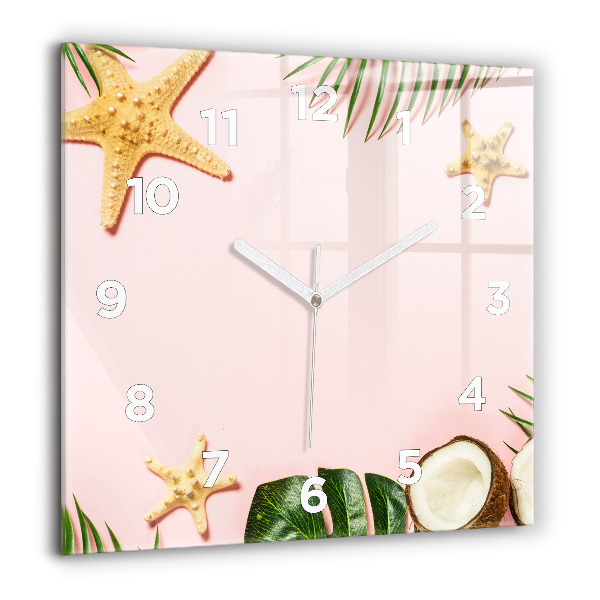 Square glass wall clock Summer mood
