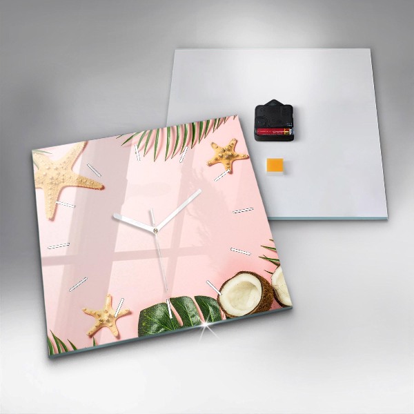 Square glass wall clock Summer mood