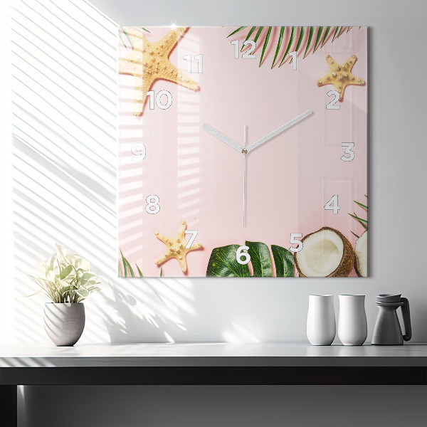 Square glass wall clock Summer mood