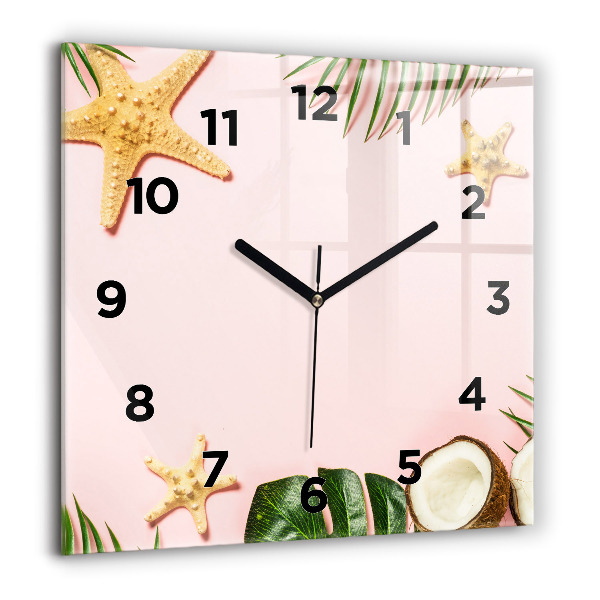 Square glass wall clock Summer mood
