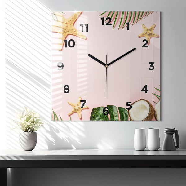 Square glass wall clock Summer mood