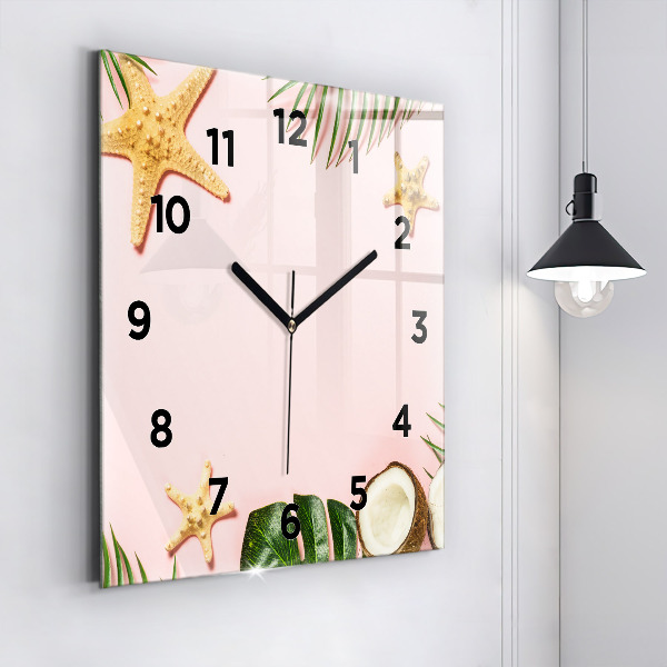 Square glass wall clock Summer mood