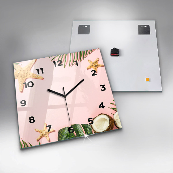 Square glass wall clock Summer mood