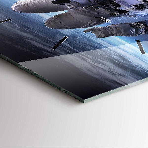 Square glass wall clock Astronaut above the earth