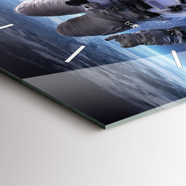 Square glass wall clock Astronaut above the earth