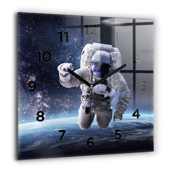 Square glass wall clock Astronaut above the earth