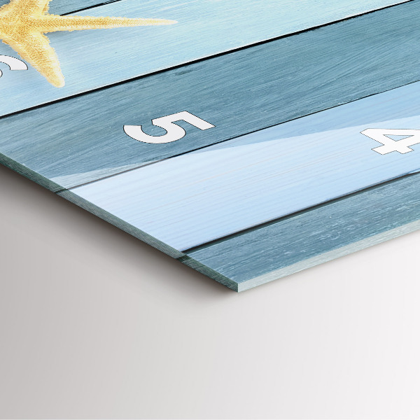 Square glass wall clock Boards stripes and shell