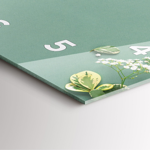 Square glass wall clock Delicate flowers