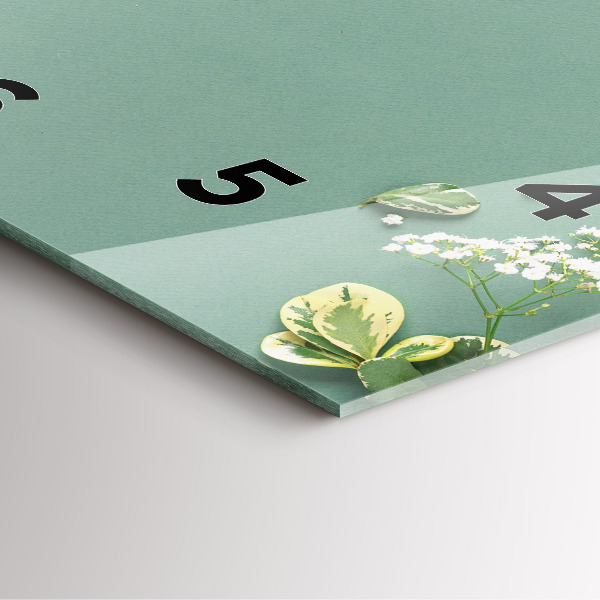 Square glass wall clock Delicate flowers