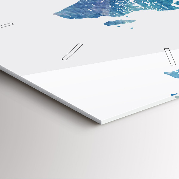 Square glass wall clock World map