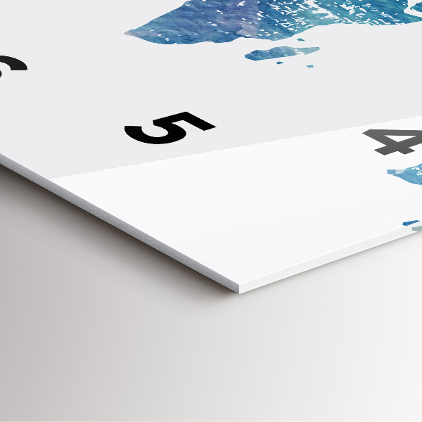 Square glass wall clock World map