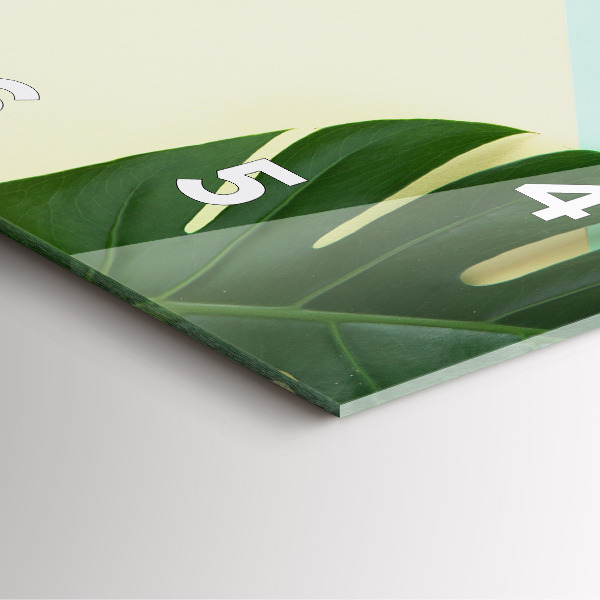 Square glass wall clock Monstera leaves