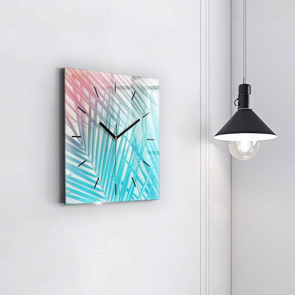 Square glass wall clock Tropical palm tree