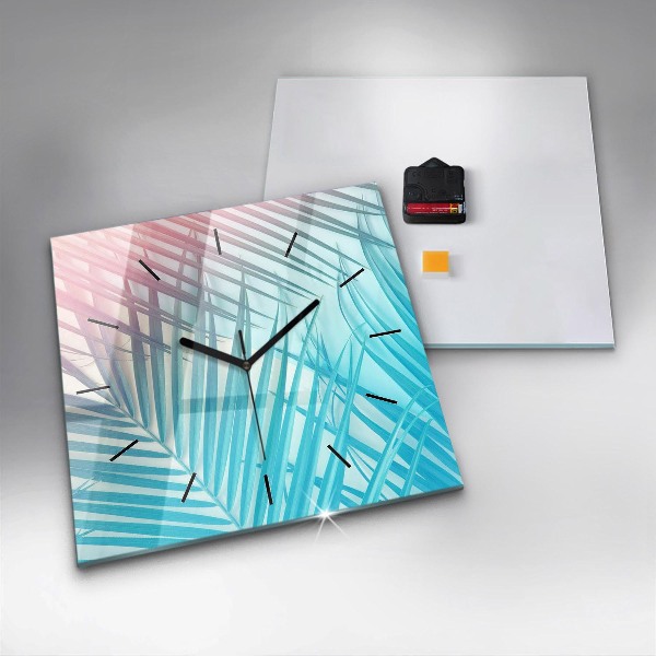 Square glass wall clock Tropical palm tree