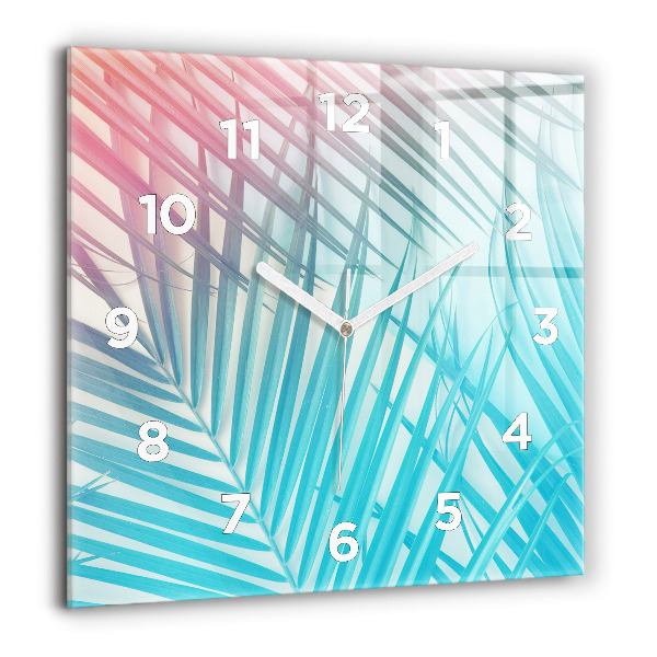 Square glass wall clock Tropical palm tree