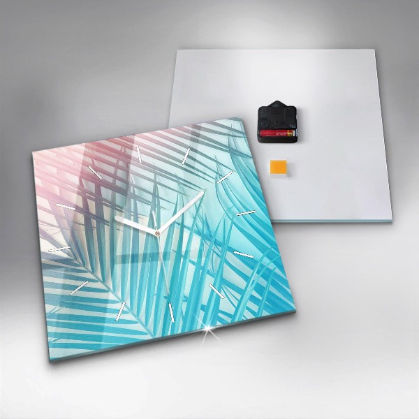 Square glass wall clock Tropical palm tree
