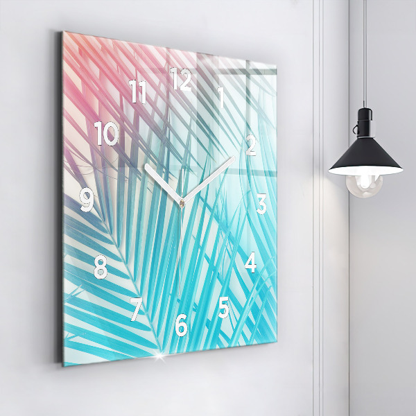 Square glass wall clock Tropical palm tree