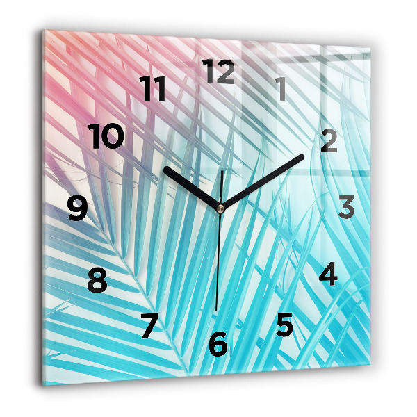 Square glass wall clock Tropical palm tree