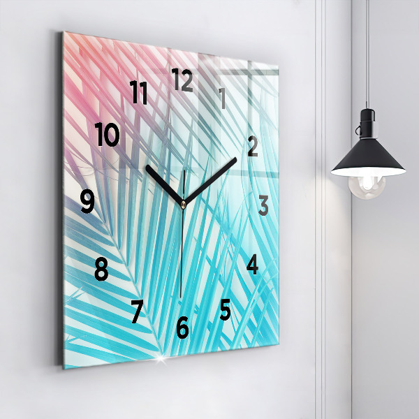 Square glass wall clock Tropical palm tree
