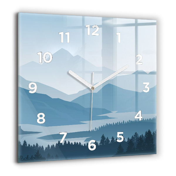 Square glass wall clock Mountain Landscape