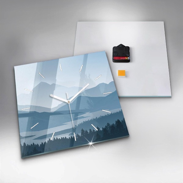Square glass wall clock Mountain Landscape