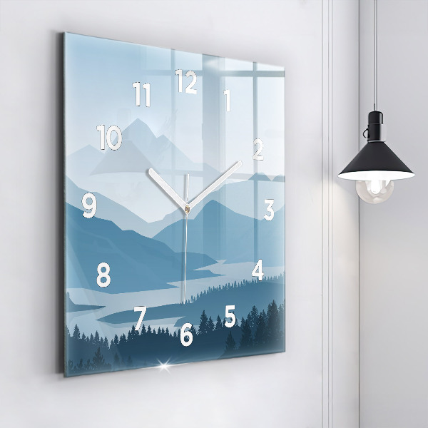 Square glass wall clock Mountain Landscape