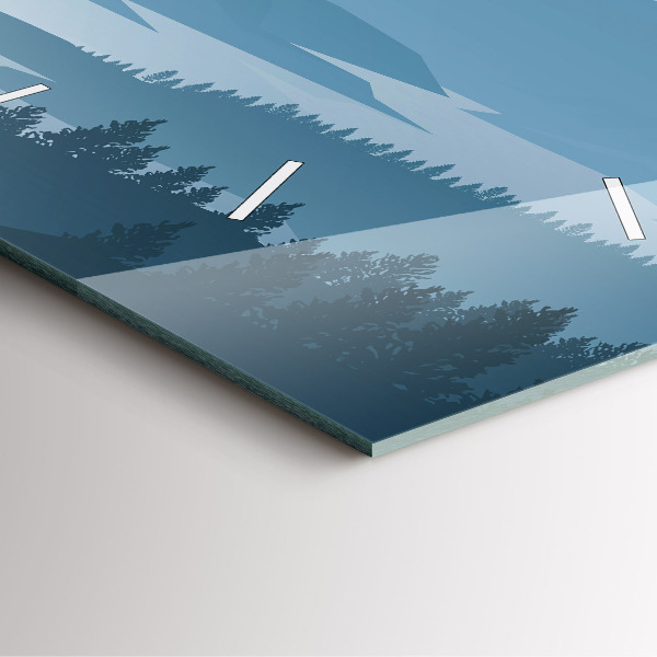 Square glass wall clock Mountain Landscape