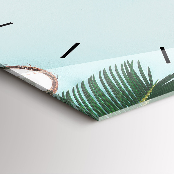 Square glass wall clock Summer composition