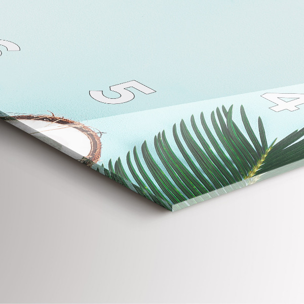 Square glass wall clock Summer composition