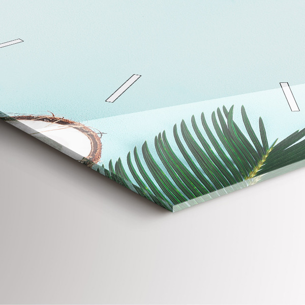 Square glass wall clock Summer composition