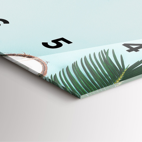 Square glass wall clock Summer composition