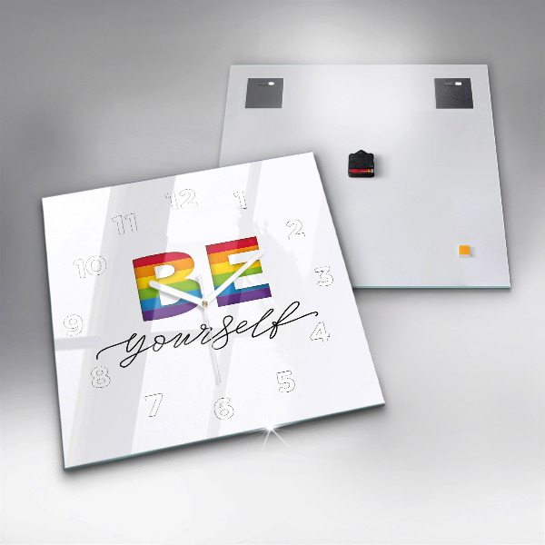 Square glass wall clock The inscription Be yourself
