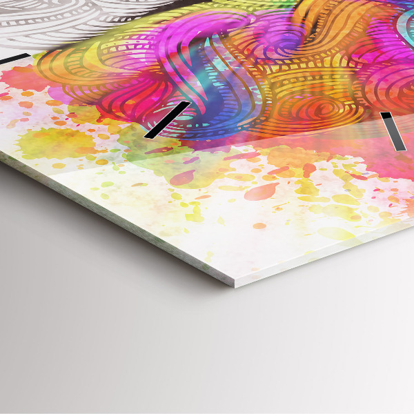 Square glass wall clock Abstraction brain
