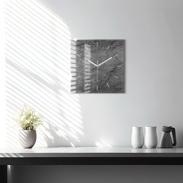 Square glass wall clock Volcanic rock
