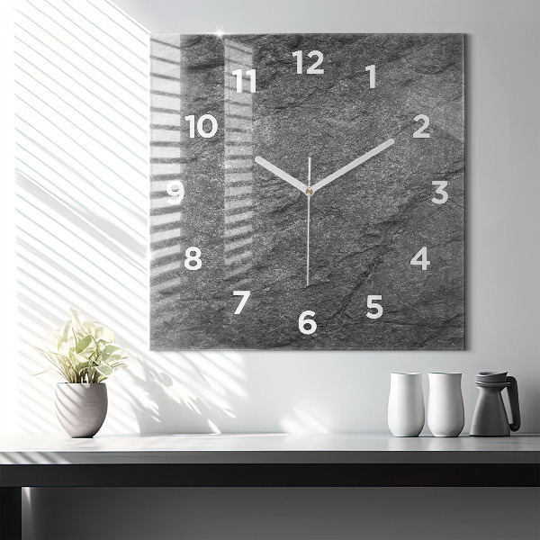 Square glass wall clock Volcanic rock