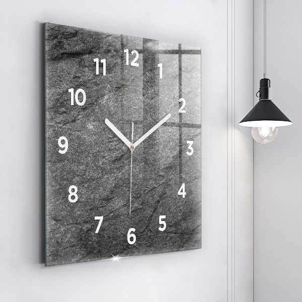 Square glass wall clock Volcanic rock