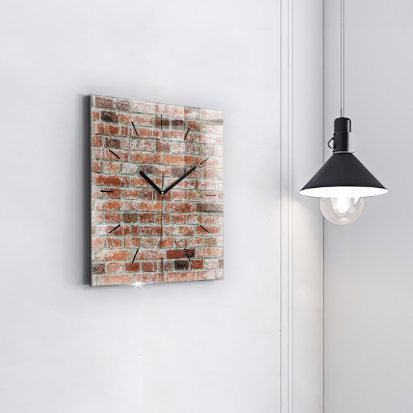 Square glass wall clock Brick wall
