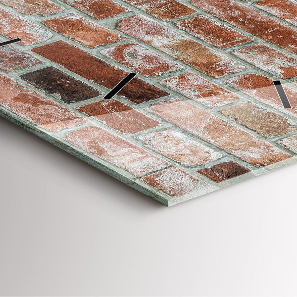 Square glass wall clock Brick wall